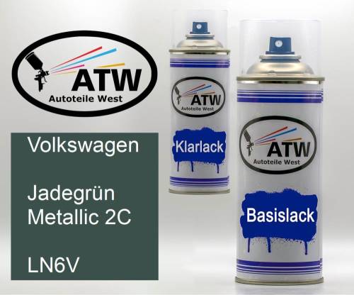 Volkswagen, Jadegrün Metallic 2C, LN6V: 400ml Sprühdose + 400ml Klarlack - Set, von ATW Autoteile West.